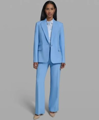 Karl Lagerfeld Paris Womens 1 Button Jacket Collared Sleeveless Blouse Flare Front Zipper Pants