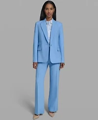 Karl Lagerfeld Paris Womens 1 Button Jacket Collared Sleeveless Blouse Flare Front Zipper Pants