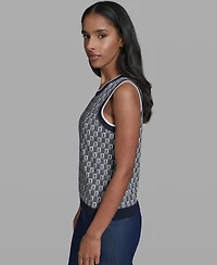 Karl Lagerfeld Paris Women's Crew Neck Sleeveless Sweater