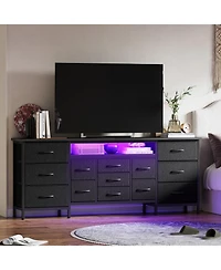 gaomon Tv Stand with Drawers and Outlet, Long Entertainment Center for Tv, Fabric Dresser Media Console