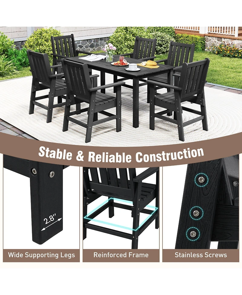 Gymax 6PCS Patio Dining Bench Set Outdoor Hdpe Weather Resistant Table & Chairs