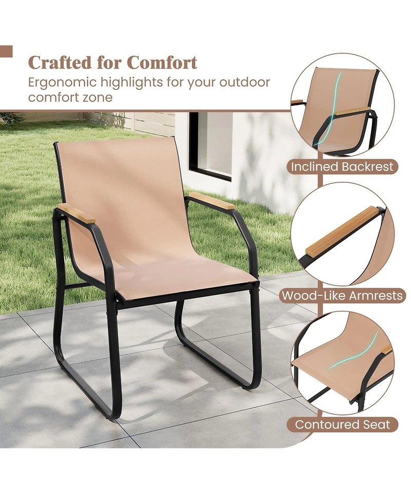 Gymax 5 Pcs Patio Dining Set w/ Wood-like Armrests & Metal Frame for Garden Yard