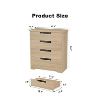 gaomon 4 Drawer Dresser , Chest of Drawers with Embedded Handles Design, Wooden Dresser Organizer for Living