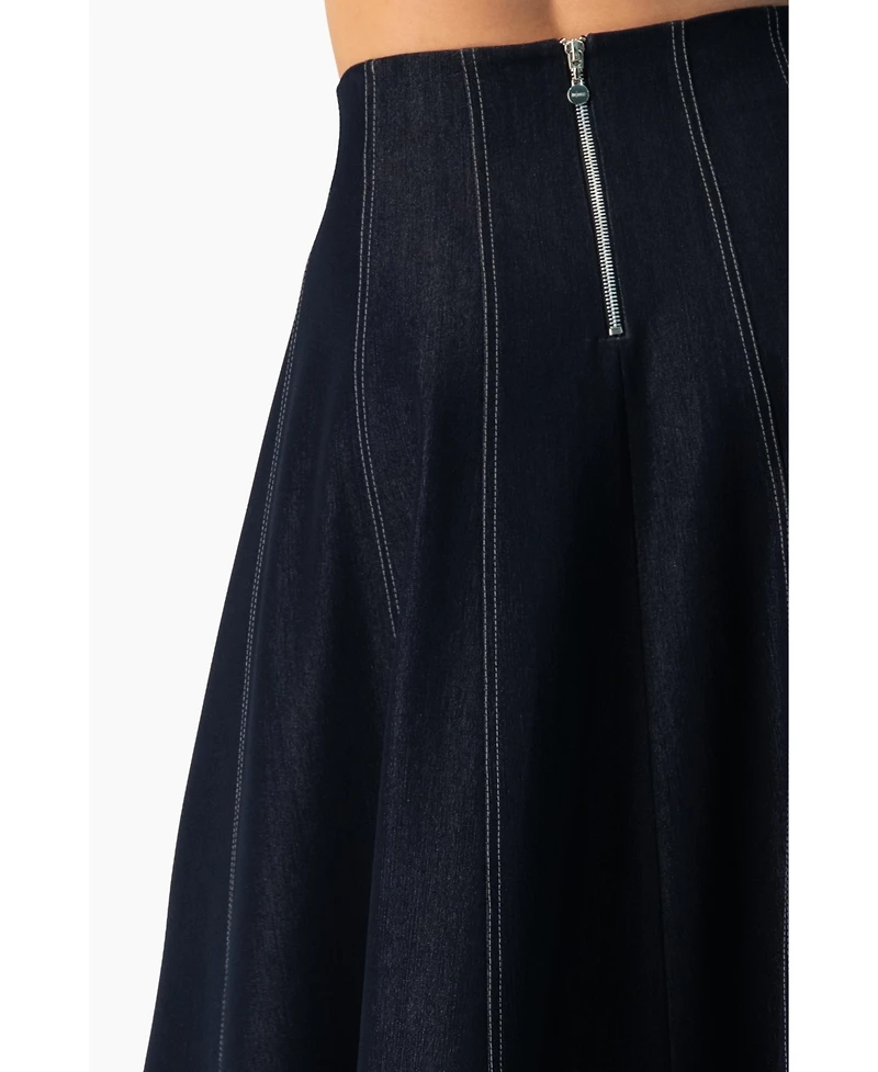 Ivonne Women's Wide Denim Midi Skirt