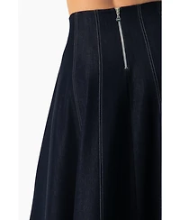 Ivonne Women's Wide Denim Midi Skirt