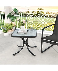 Gymax 2PCS 20'' Outdoor Side Table w/Tempered Glass Top Metal Frame Patio End Table