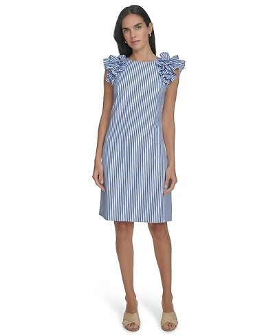 Jessica Howard Petite Ruffle-Detail Sleeveless Sheath Dress