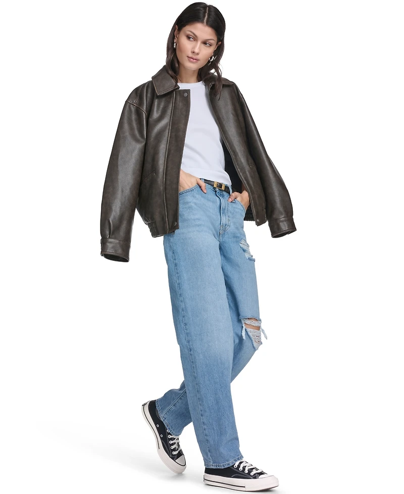 Levi's Women's Faux Leather Relaxed-Fit Bomber Jacket