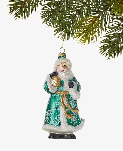 Holiday Lane Holiday Toile Santa with Coat and Lantern Ornament, Macy's Exclusive