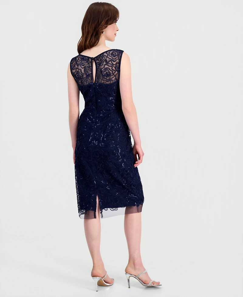 Connected Women's Illusion Sequin-Embellsihed Cocktail Dress