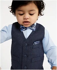 Nautica Baby Boys Striated Twill Vest 4-Piece Set