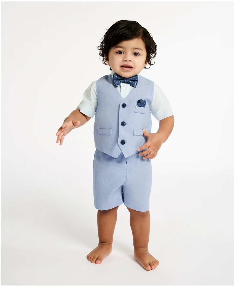 Nautica Baby Boys' Short Sleeve Shirt, Vest and Shorts, 3-Piece Set