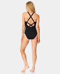 Anne Cole Women's High-Neck Cross-Back One-Piece Swimsuit