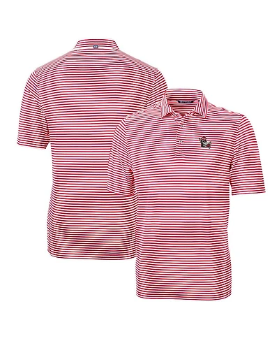 Cutter & Buck Men's Red Nc State Wolfpack Throwback Logo Virtue Eco Pique Stripe Polo Shirt