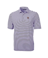 Cutter & Buck Men's Purple Lsu Tigers Throwback Logo Virtue Eco Pique Stripe Polo Shirt