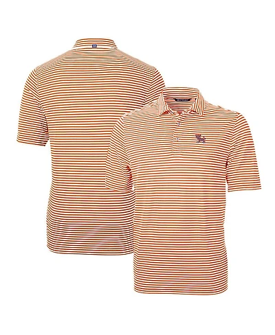 Cutter & Buck Men's Orange Clemson Tigers Throwback Logo Virtue Eco Pique Stripe Polo Shirt