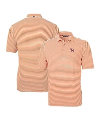 Cutter & Buck Men's Orange Clemson Tigers Throwback Logo Virtue Eco Pique Stripe Polo Shirt