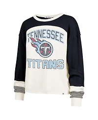 '47 Brand Women's Cream Tennessee Titans Double Header Curve Raglan Long Sleeve Crop Top