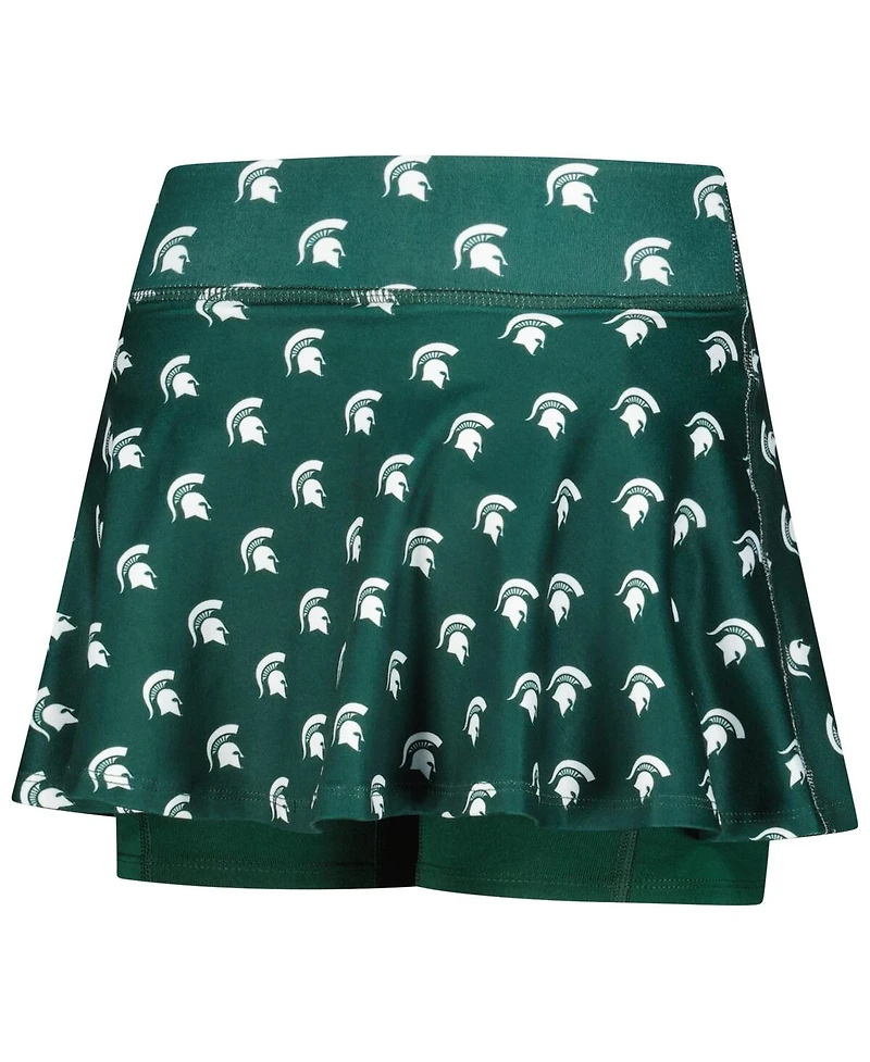 ZooZatz Big Girls Green Michigan State Spartans All-Over Print Tennis Skort