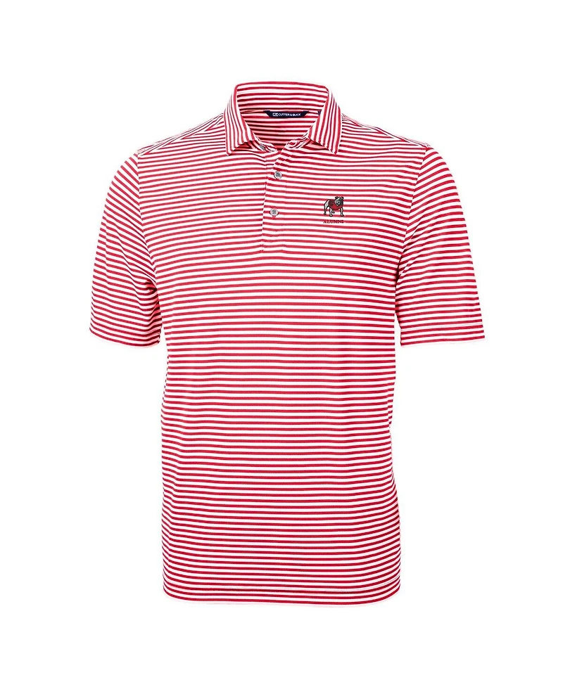 Cutter & Buck Men's Red Georgia Bulldogs Alumni Logo Virtue Eco Pique Stripe Polo Shirt