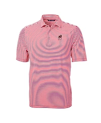 Cutter & Buck Men's Red Georgia Bulldogs Alumni Logo Virtue Eco Pique Stripe Polo Shirt