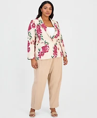 Tahari Asl Plus Printed One-Button Blazer