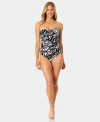 Anne Cole Women's Twist-Front Shirred Printed One-Piece Swimsuit
