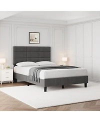 Gaomon Upholstered Twin Bed Frame with Adjustable Headboard, Linen Upholstered Platform Bed, No Box Spring Needed, 700Lbs Strong Metal Support