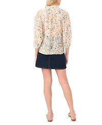 Vince Camuto Women's Raglan Peasant Split Neck Blouse