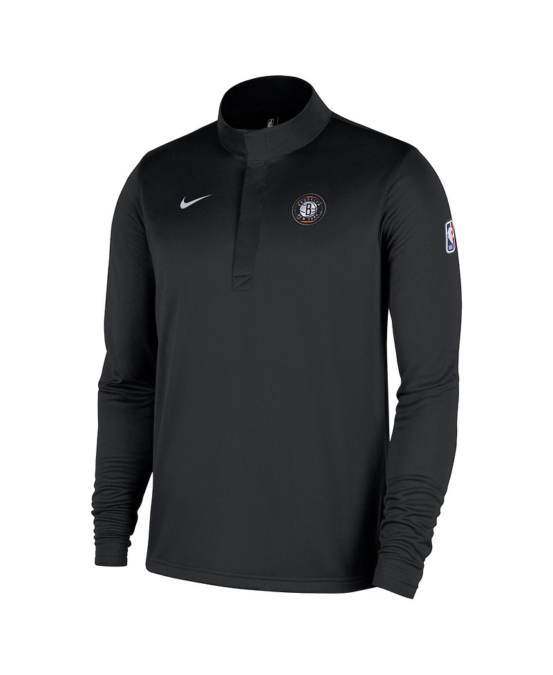 Nike Men's Black Brooklyn Nets 2025/26 City Edition Remix Authentic Coaches Dri-fit Half-Zip Sweatshirt