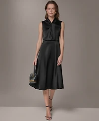 Donna Karan New York Women's Mock Neck A-Line Dress