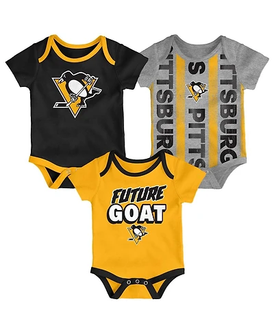 Outerstuff Newborn 3-Pack Pittsburgh Penguins Loyal Buddies Bodysuit Set
