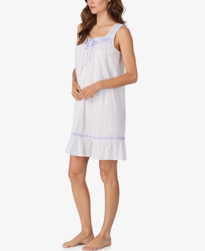 Eileen West Women's Cotton Sleeveless Chemise Night Dress