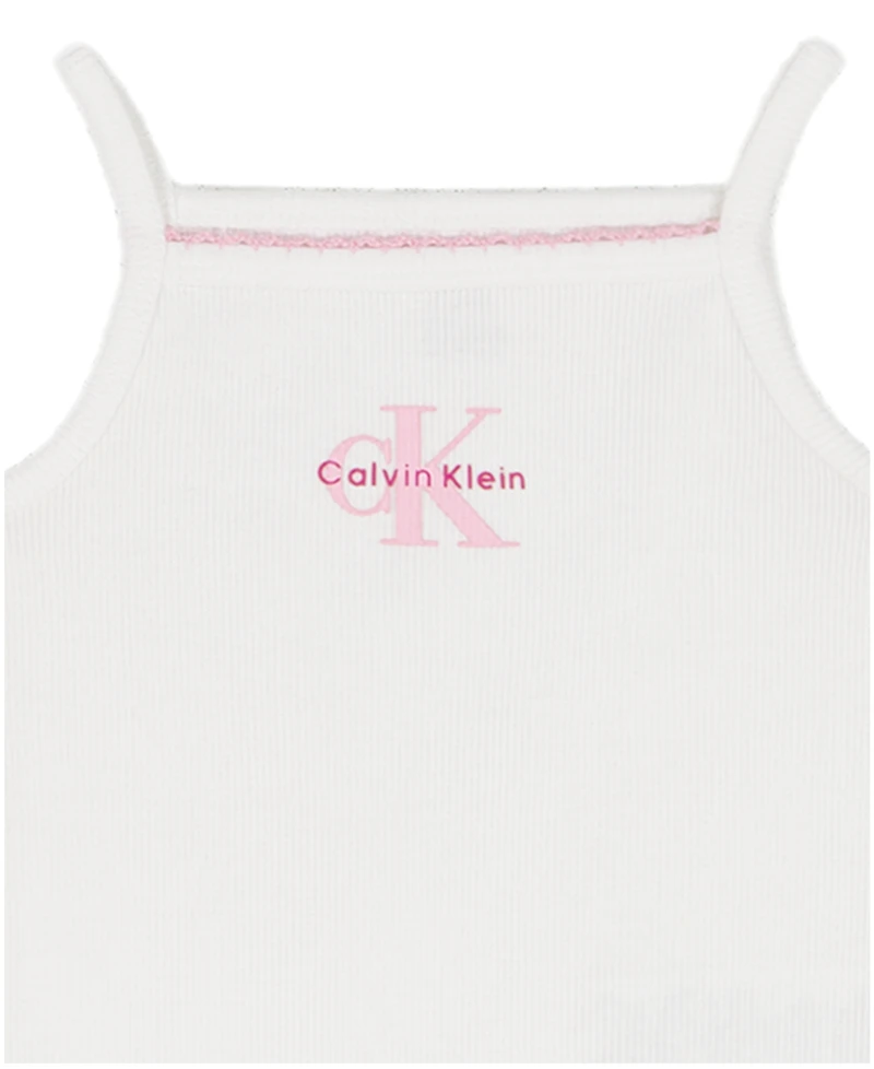 Calvin Klein Baby Girls' Ribbed Tank Bodysuit and Shorts, 2-Piece Set