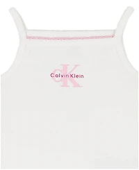 Calvin Klein Baby Girls' Ribbed Tank Bodysuit and Shorts, 2-Piece Set