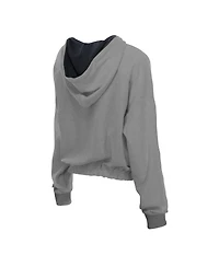 New Era Women's Heather Gray Baltimore Orioles Reversed Out French Terry Quarter-Zip Banded Crop Hoodie