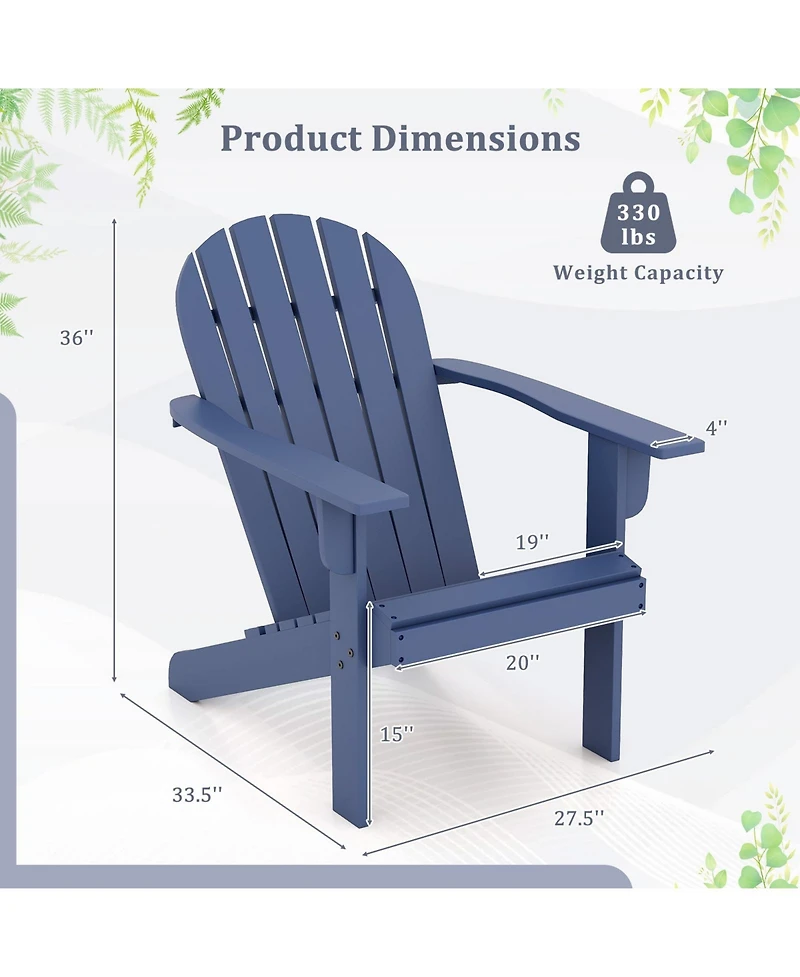 Gymax 2PCS Patio Adirondack Chair w/ Inclined Seat High Backrest and Wide Armrests