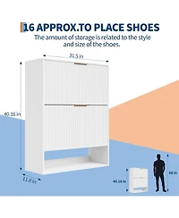 Gaomon 31.5'' Entryway Shoe Cabinet with 2 Flip Drawers, Slim Freestanding Wooden Shoe Storage Organizer for Foyer or Hallway