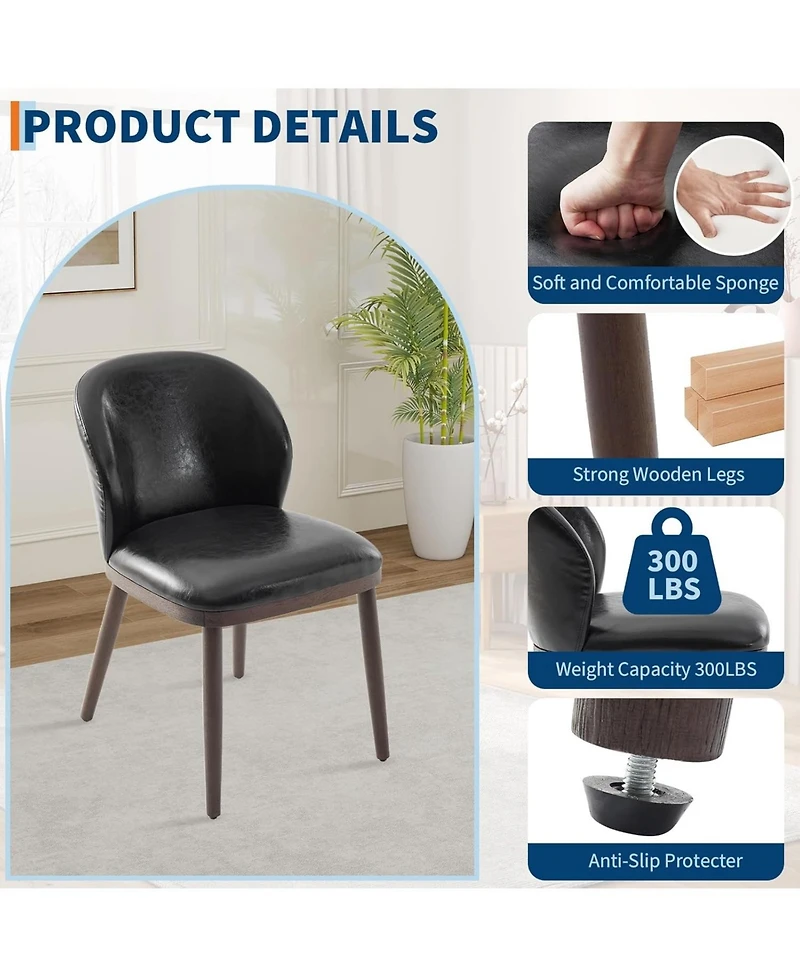 Gaomon Dining Chairs Set of 4, Upholstered Kitchen Chairs with Ergonomic Back & Wood Legs