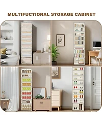 gaomon 9 Tier Foldable Shoe Rack Organizer with Clear Doors - Storage for 18 Pairs Collapsible Shoe Cabinet for Entryway Living Room Closet