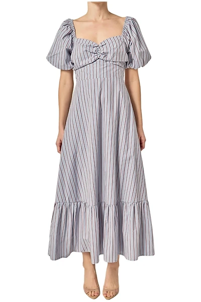 English Factory Women's Striped Tie Bck Maxi Dress
