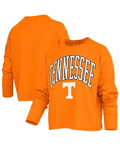 Pressbox Women's Tennessee Orange Volunteers Motley Boxy Waist-Length Long Sleeve T-Shirt