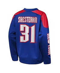Outerstuff Big Boys and Girls Igor Shesterkin Blue New York Rangers Best Defense Name Number Crewneck Sweatshirt