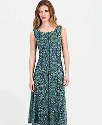 Connected Women's Round-Neck Sleeveless Mesh Panel Dress