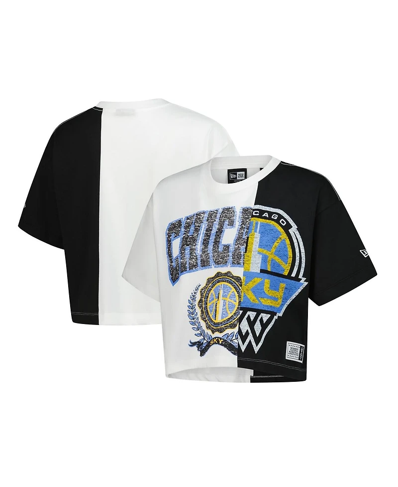 New Era Women's White Chicago Sky Team Split Cropped Boxy T-Shirt