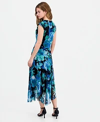 Connected Women's High-Neck Cap-Sleeve Mesh Dress