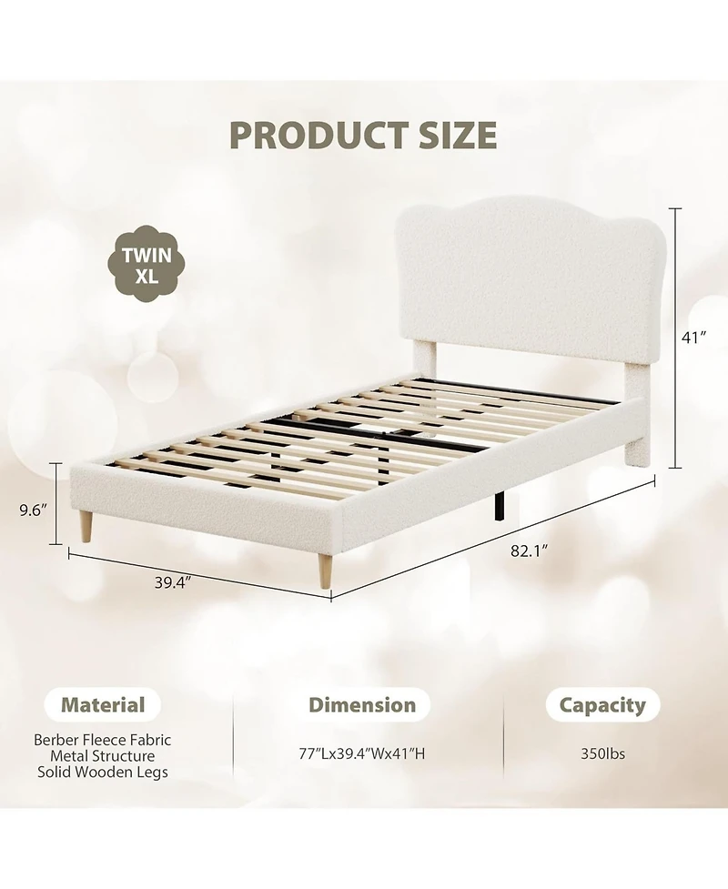 gaomon Bed Frame with Upholstered Headboard, Soft Low Profile Sturdy Platform Rounded Corners Design, Heavy Duty