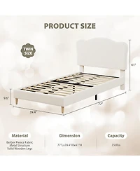 gaomon Bed Frame with Upholstered Headboard, Soft Low Profile Sturdy Platform Rounded Corners Design, Heavy Duty
