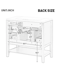 Sillysis 36 Bathroom Vanity with Ceramic Sink, Solid Wood Cabinet, 3 Drawers & Adjustable Shelf for Modern Bathrooms
