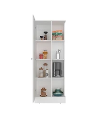 Fm Furniture Rels Kitchen Storage Cabinet with 3 Shelves and 2 Closed Compartments, White